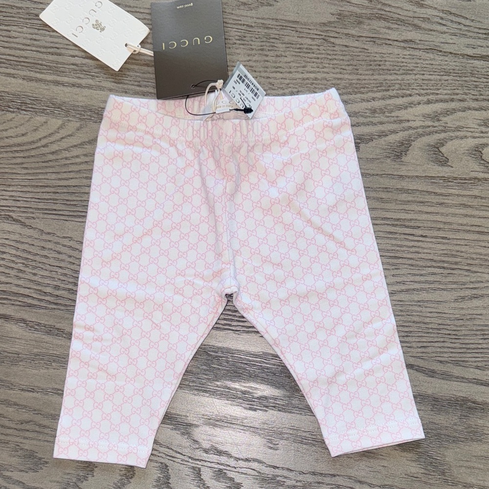 Gucci Light Pink Patterned Baby Leggings